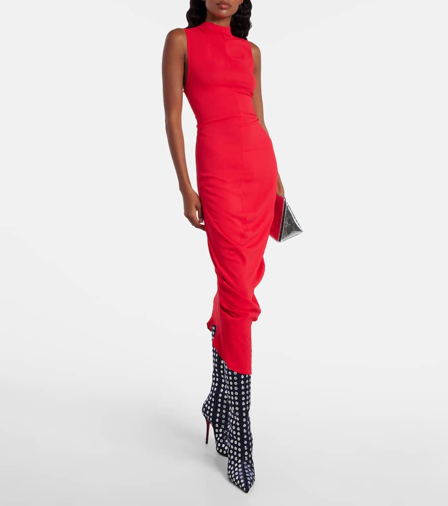 Christian Louboutin Miss Z 100 Embellished Satin Knee-high Boots In Blue