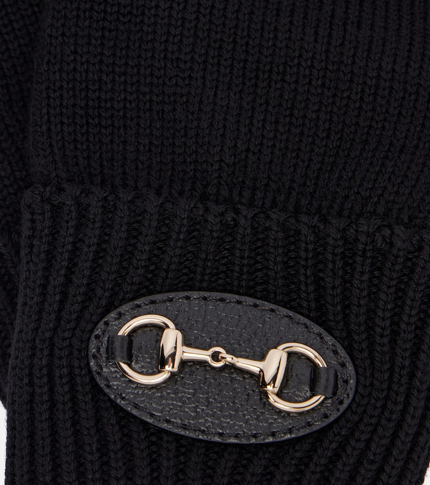  Gucci Gucci Horsebit Ribbed-knit Wool Gloves 