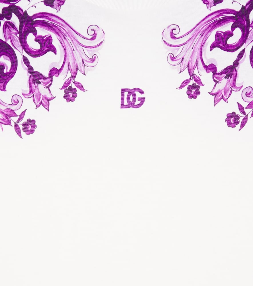 Dolce & Gabbana Dg Majolica Cotton T-shirt In Purple