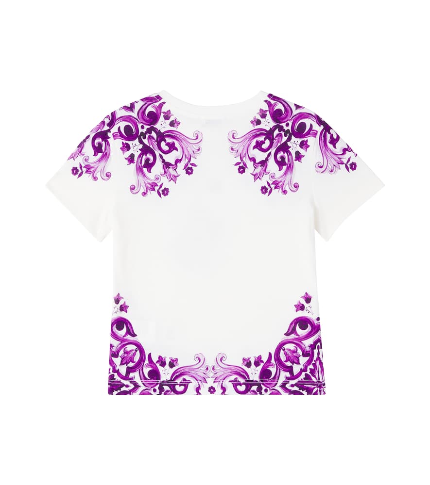 Dolce & Gabbana Dg Majolica Cotton T-shirt In Purple