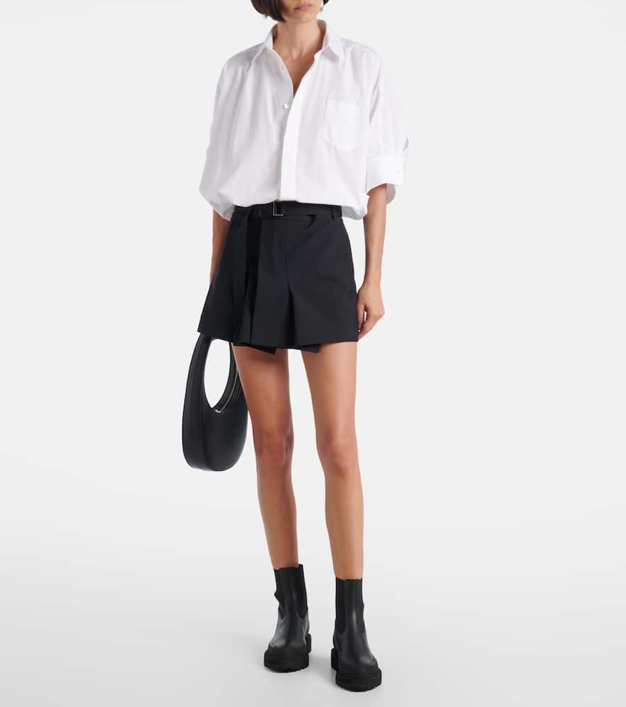Sacai Cotton Poplin X Wool Mini Dress In Multi