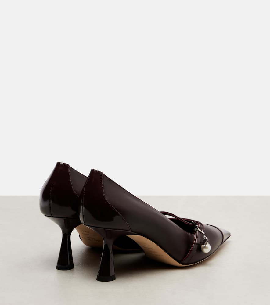 Jimmy Choo 65mm Aren Pearl-embellished Pointed-toe Pumps In Burgundy