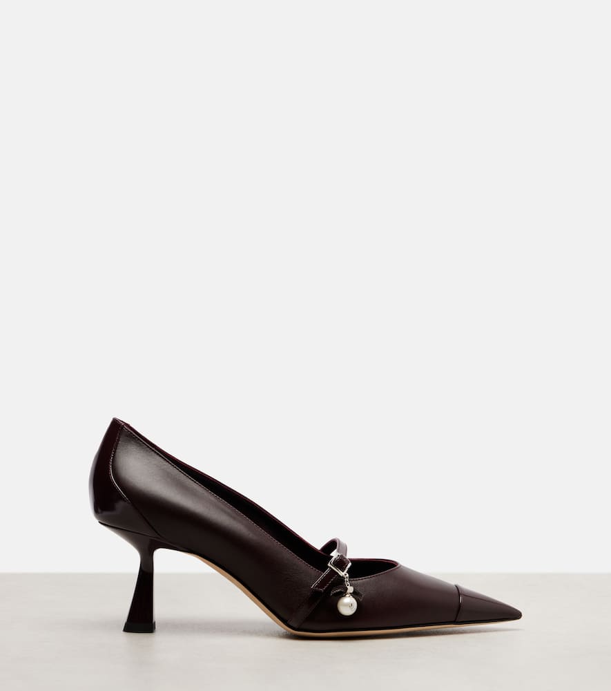 Jimmy Choo 65mm Aren Pearl-embellished Pointed-toe Pumps In Burgundy
