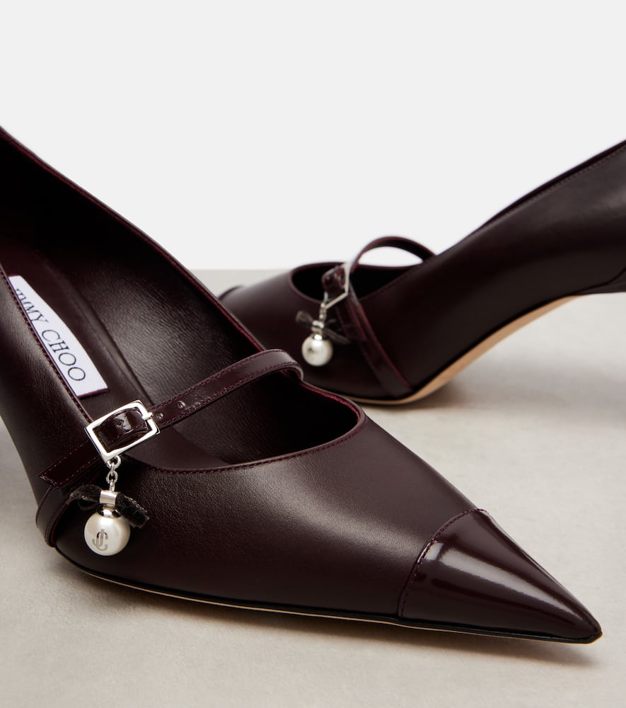 Jimmy Choo 65mm Aren Pearl-embellished Pointed-toe Pumps In Burgundy