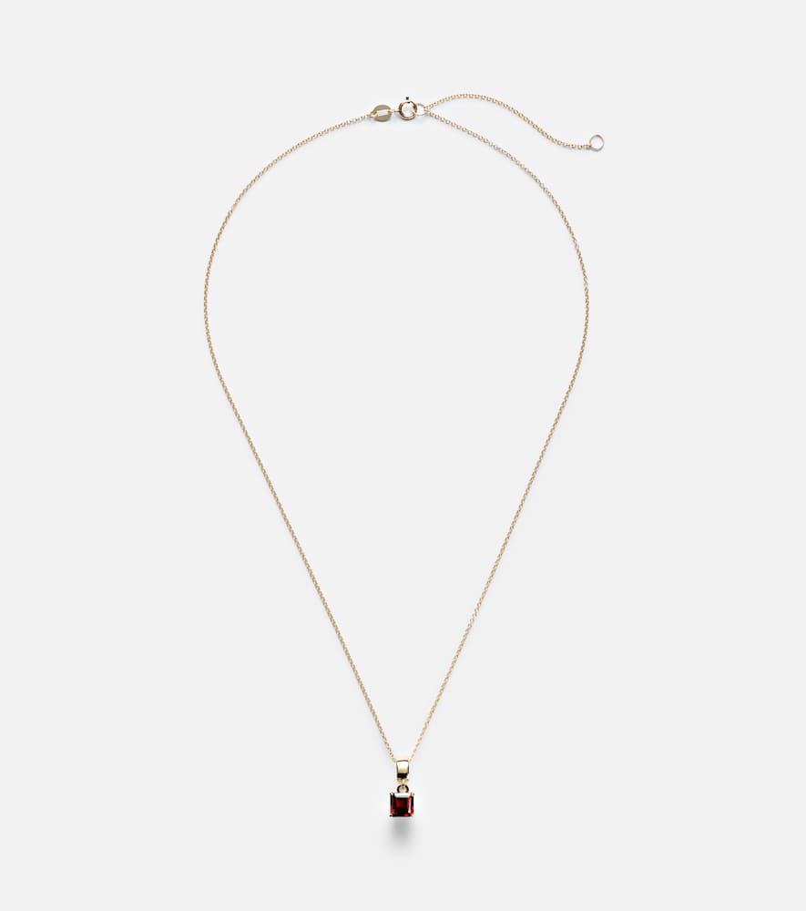Stone And Strand 10kt Gold Charm Necklace With Garnet In Gold