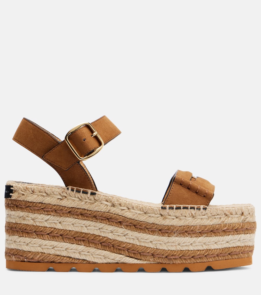 Stella Mccartney Faux Suede-trimmed Espadrille Sandals In Neutral