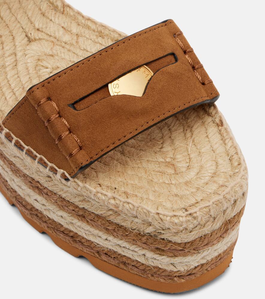 【Stella McCartney】 Faux suede-trimmed espadrille sandals Stella Mccartney Faux Suede-trimmed Espadrille Sandals In