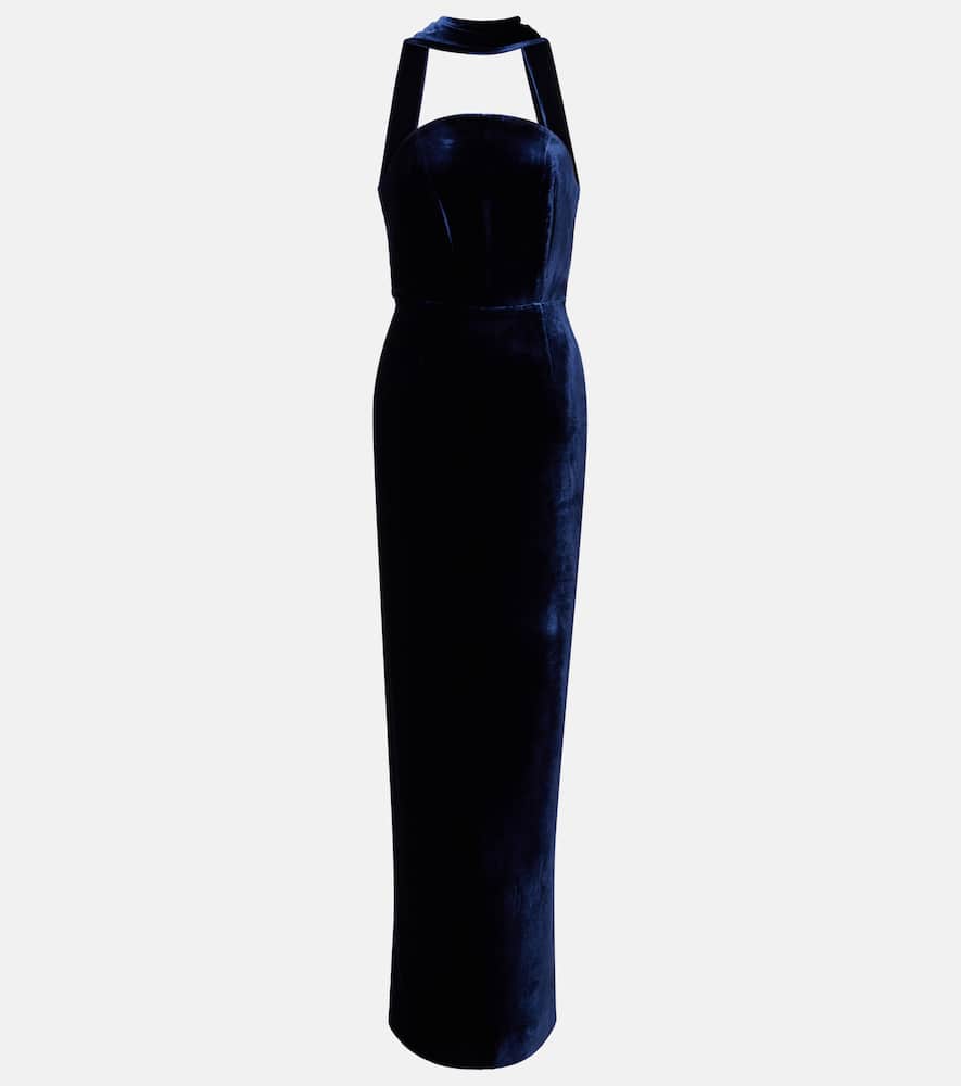 Roland Mouret Scarf-detail velvet corset gown