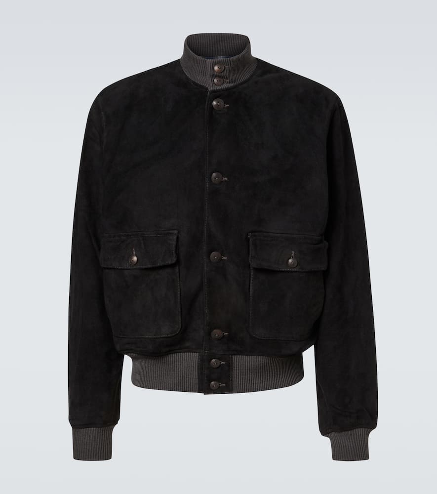 Rrl Mason Suede Bomber Jacket In Black