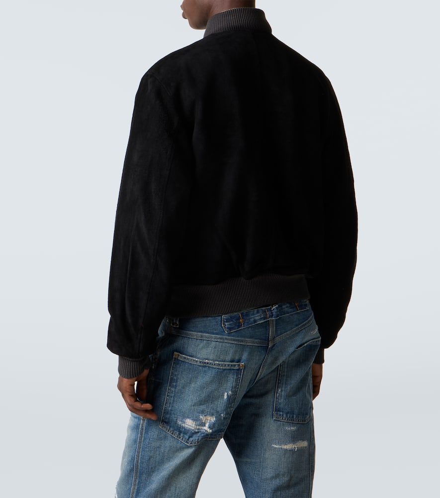 Rrl Mason Suede Bomber Jacket In Black