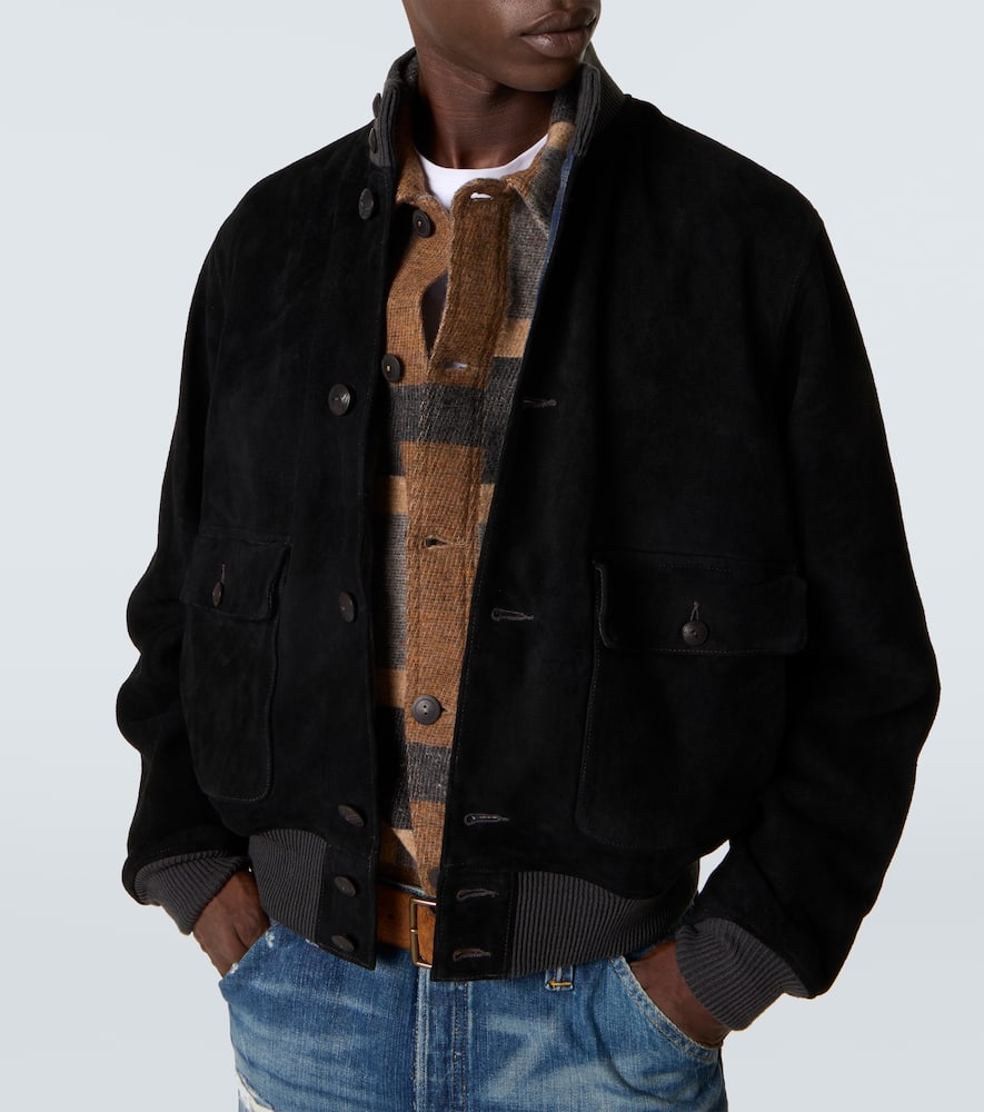 Rrl Mason Suede Bomber Jacket In Black