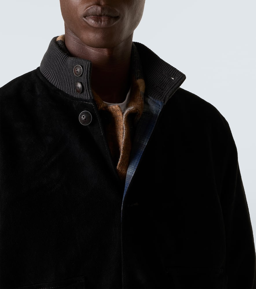 Rrl Mason Suede Bomber Jacket In Black