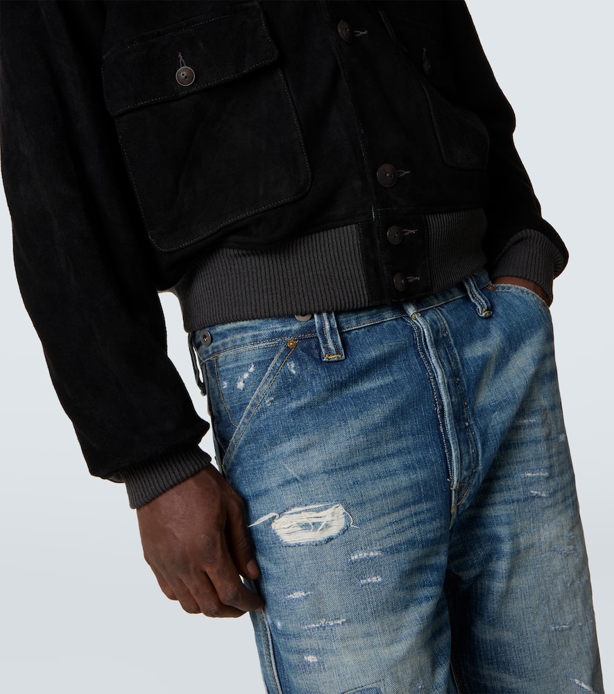 Rrl Mason Suede Bomber Jacket In Black