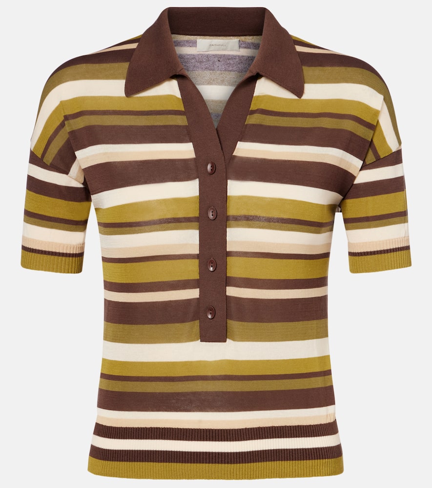 Faithfull Striped Cotton-blend Polo Shirt In Multi