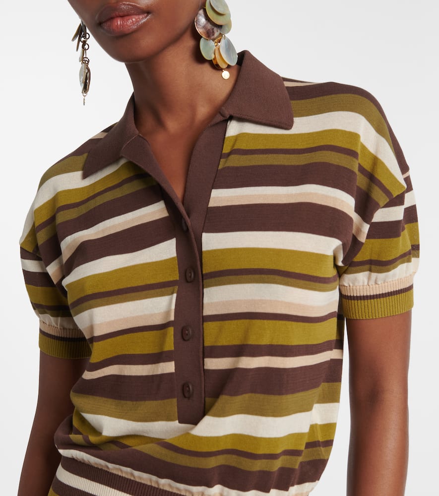 Faithfull Striped Cotton-blend Polo Shirt In Multi