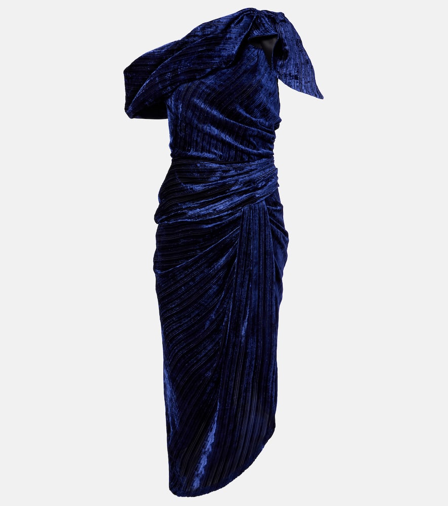 Isabel Marant Cyane One-shoulder Velvet Midi Dress In Blue