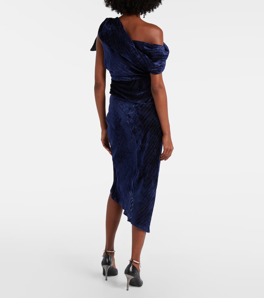 Isabel Marant Cyane One-shoulder Velvet Midi Dress In Blue