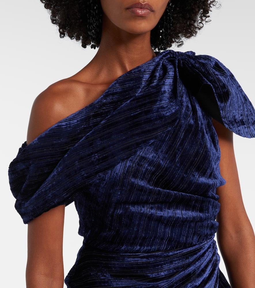 Isabel Marant Cyane One-shoulder Velvet Midi Dress In Blue