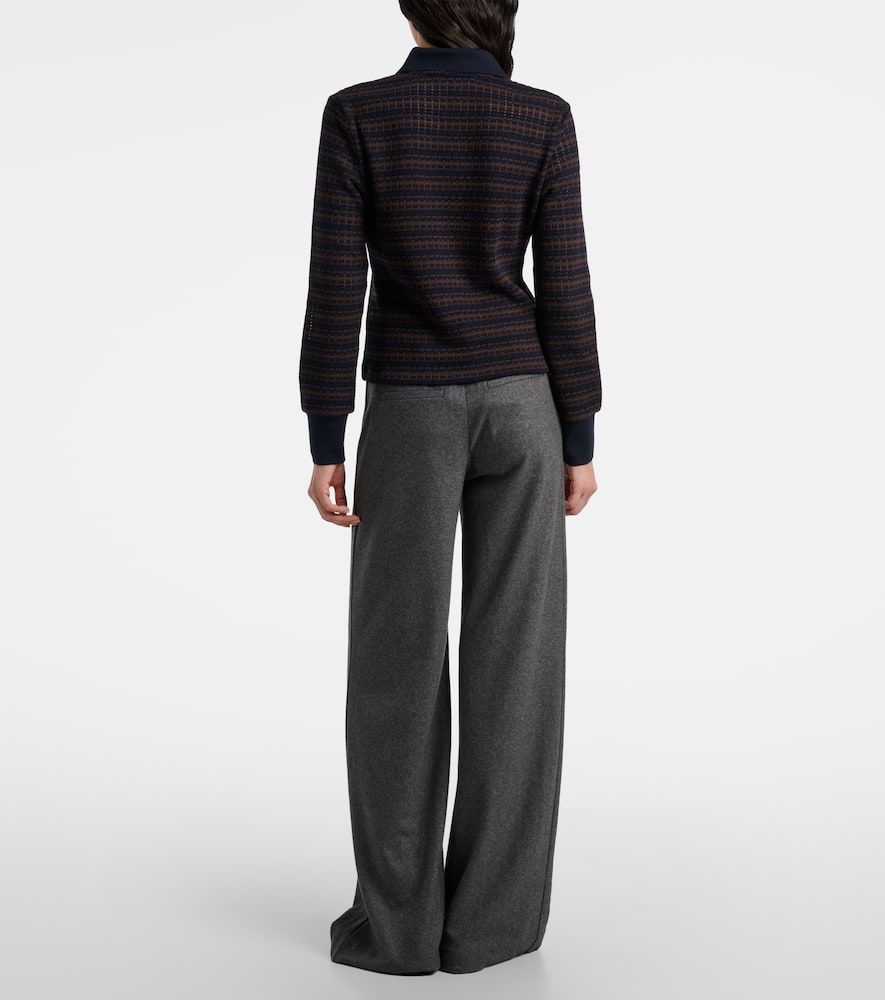 Veronica Beard Kamal Striped Polo Sweater In Blue