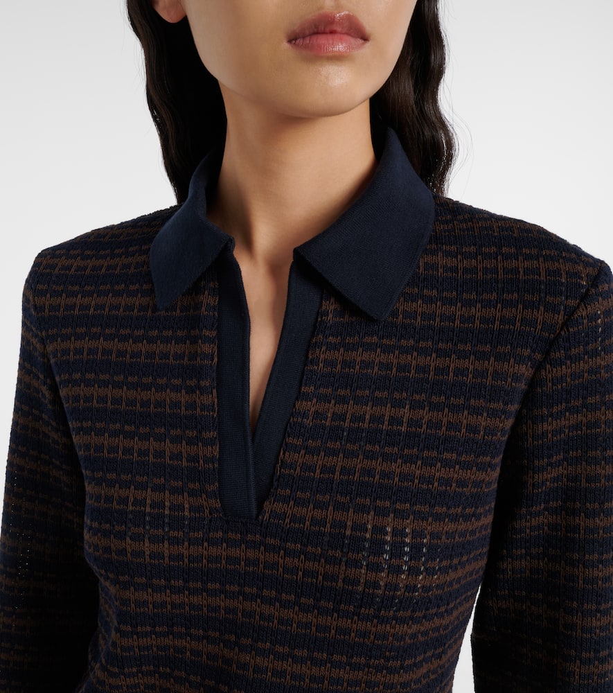 Veronica Beard Kamal Striped Polo Sweater In Blue
