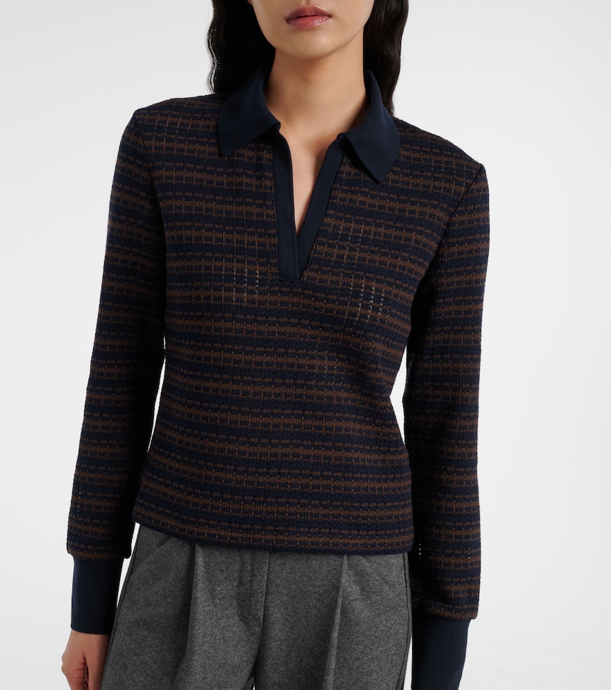 Veronica Beard Kamal Striped Polo Sweater In Blue