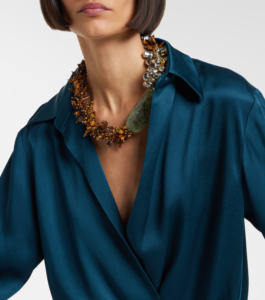 Dries Van Noten Embellished Necklace In Brown