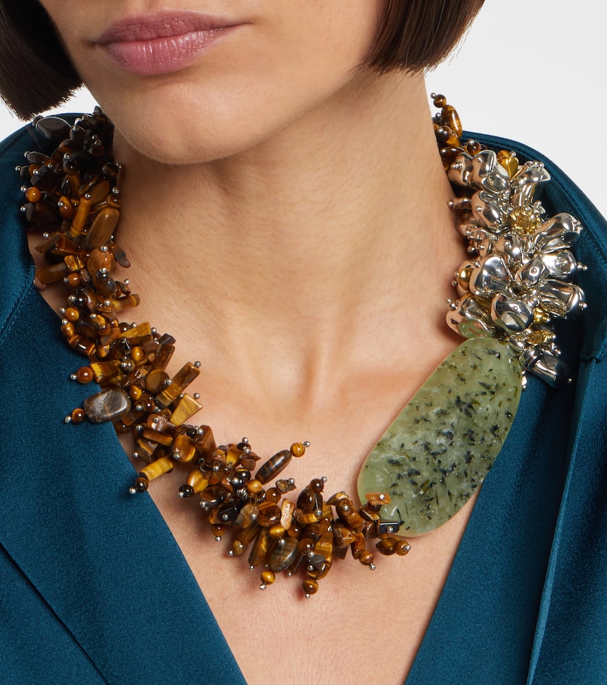 Dries Van Noten Embellished Necklace In Brown