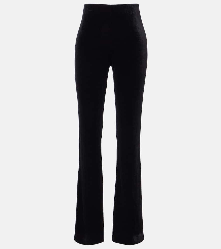 Dorothee Schumacher Soft Elegance High-rise Velvet Flared Pants In Black