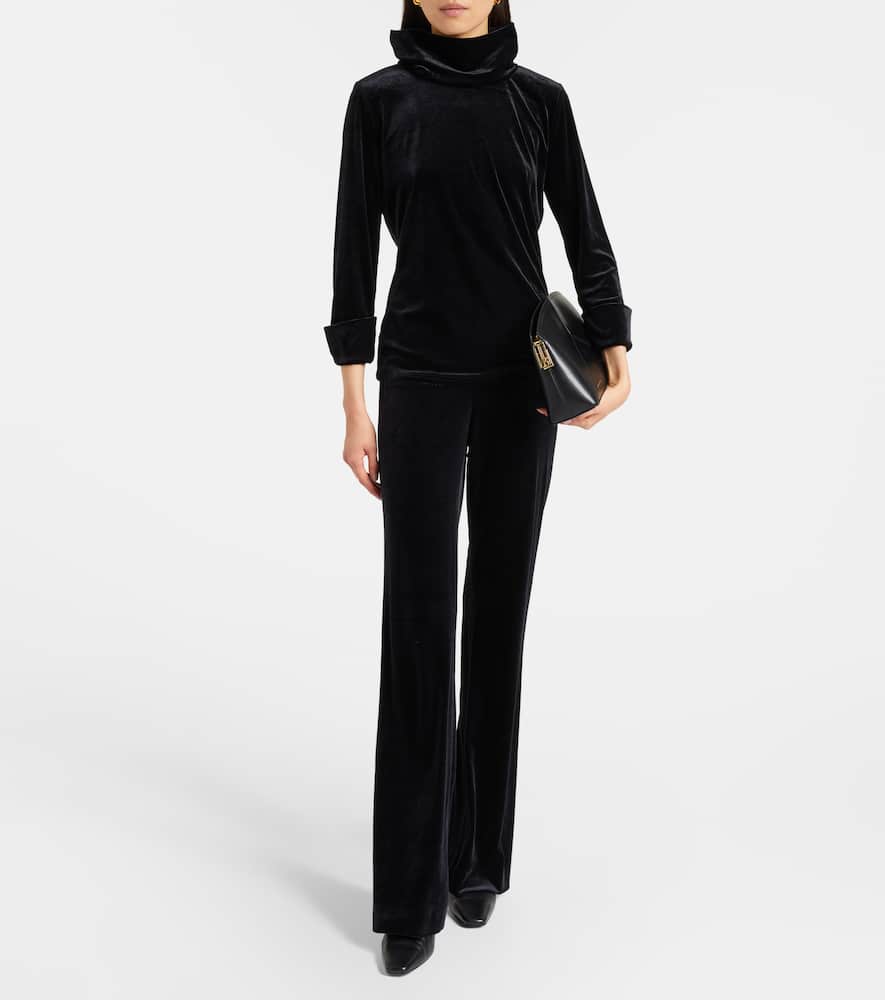 Dorothee Schumacher Soft Elegance High-rise Velvet Flared Pants In Black