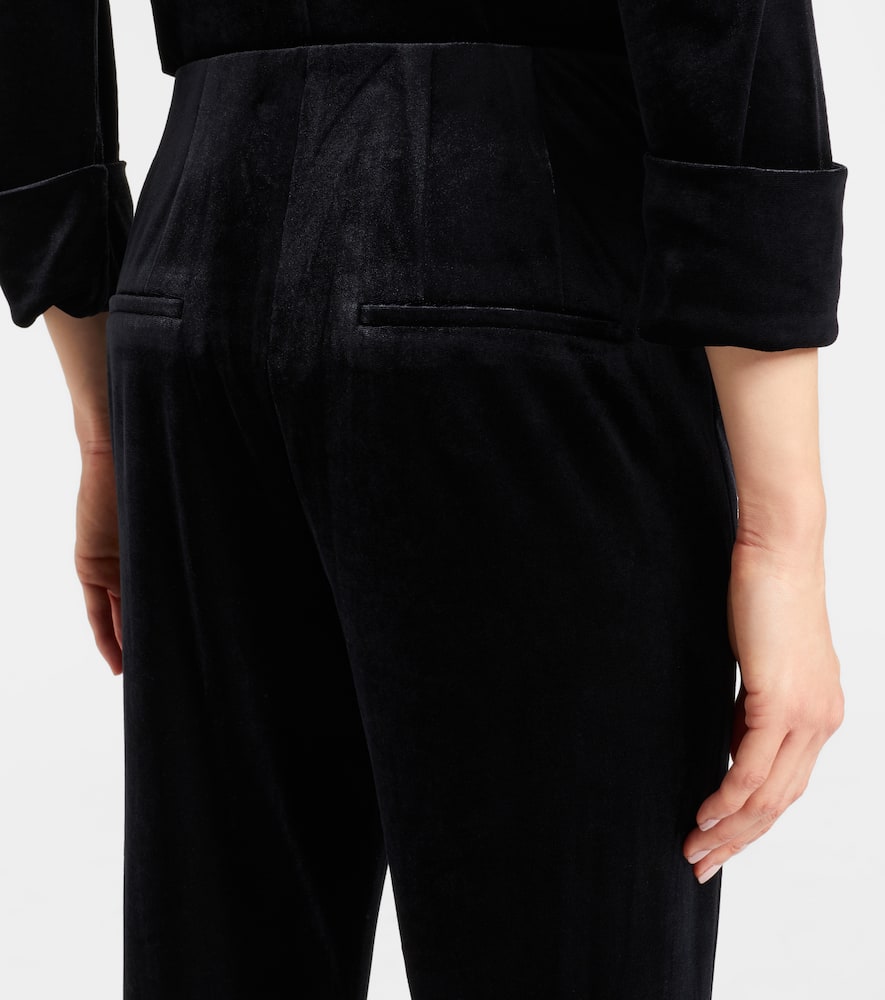 Dorothee Schumacher Soft Elegance High-rise Velvet Flared Pants In Black