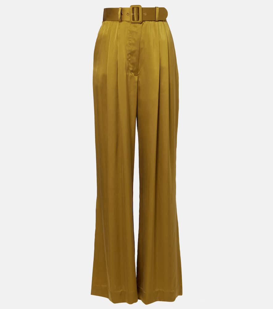 Zimmermann Silk Satin Wide-leg Pants In Brown