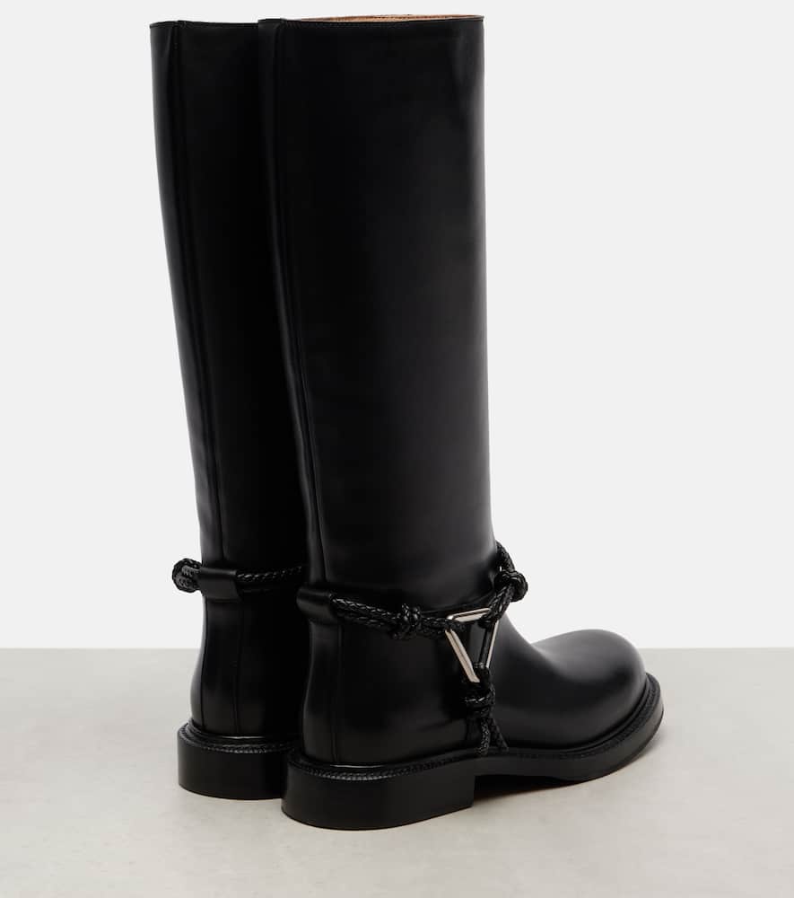 Bottega Veneta James Intrecciato-trimmed Leather Knee Boots In Black