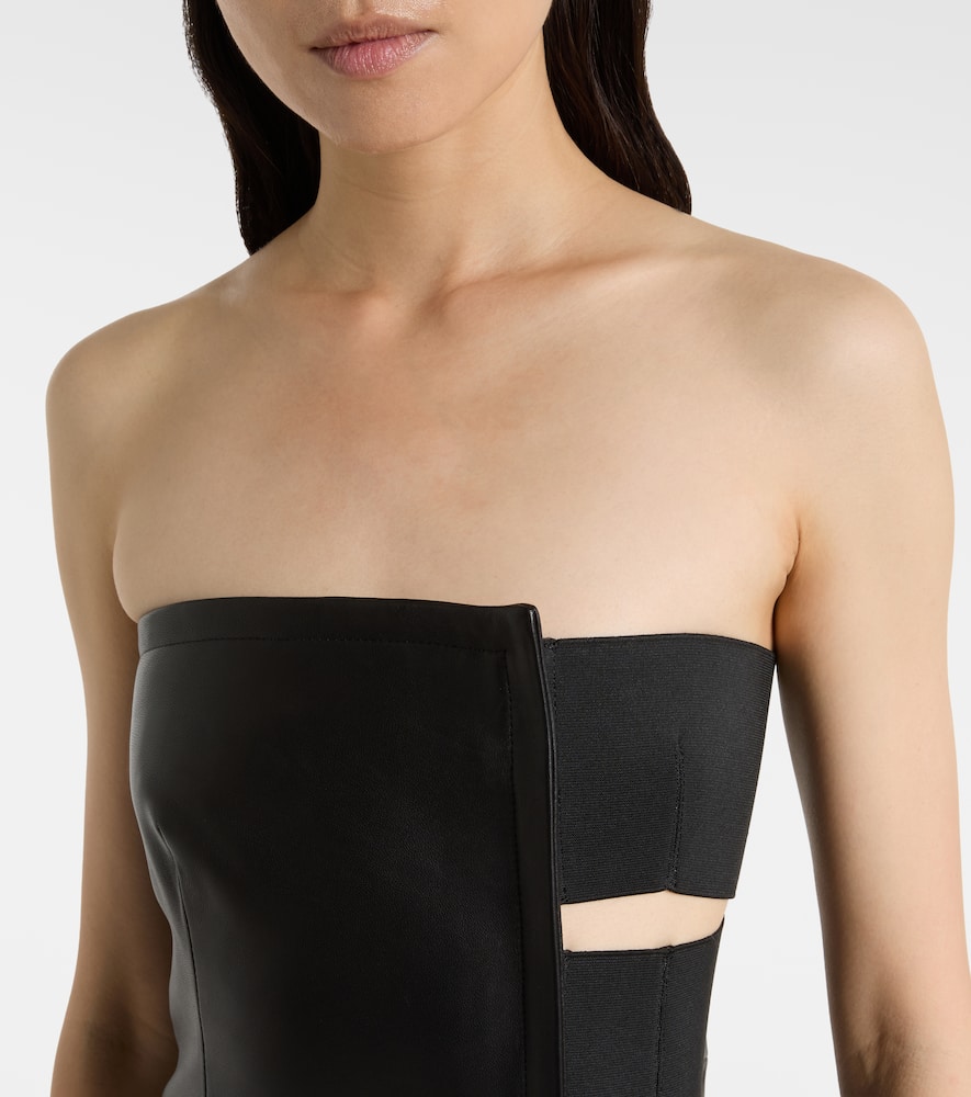 Jean Paul Gaultier Cutout Asymmetric Leather Maxi Dress In Black