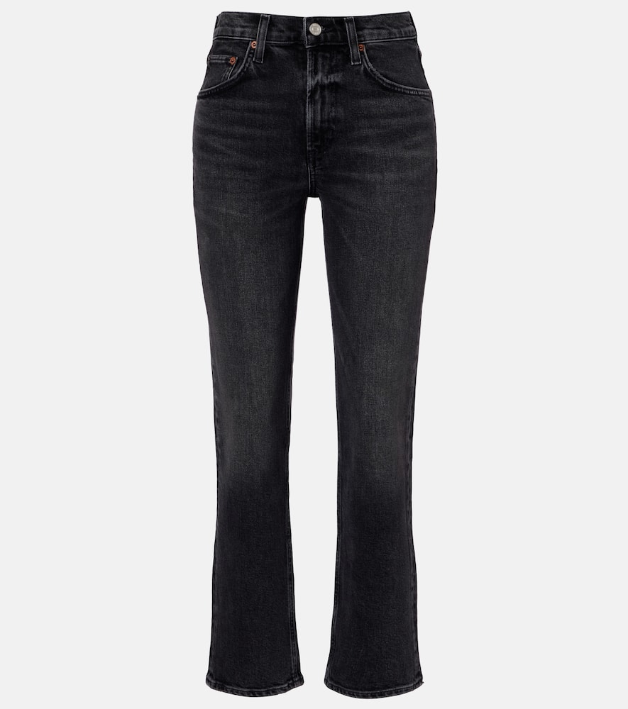 Agolde Ren High-rise Cropped Straight Jeans In Gray