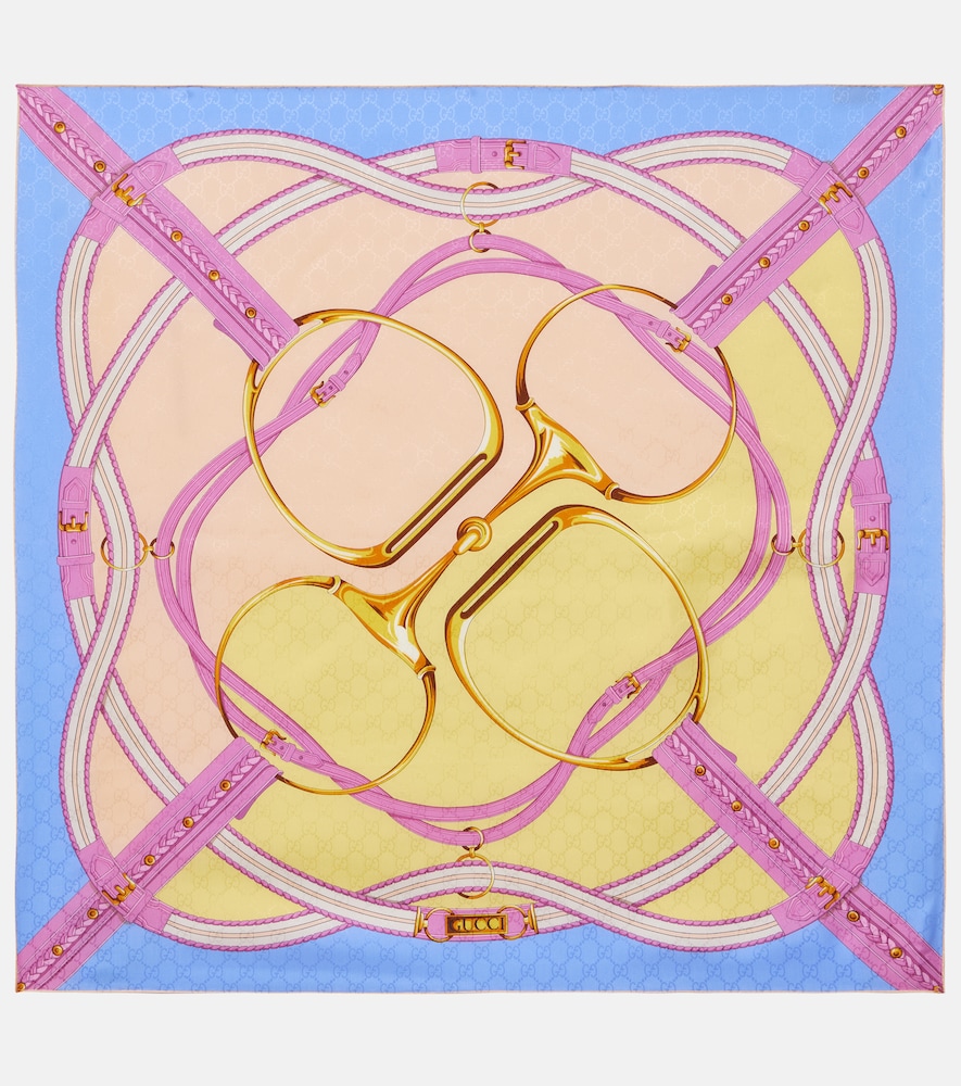 Gucci Donna Sciarpa In Jacquard Di Seta Gg Horsebit Multicolore Unica- Mytheresa