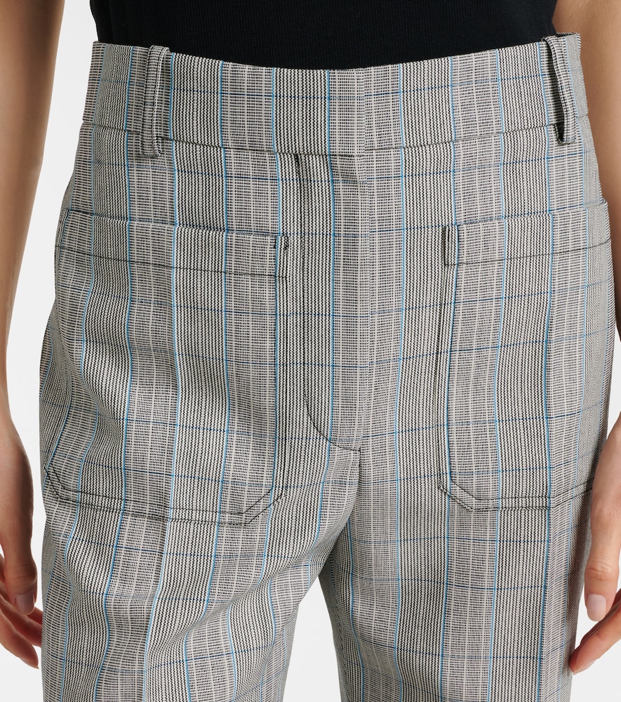 Checked Virgin Wool Flared Pants