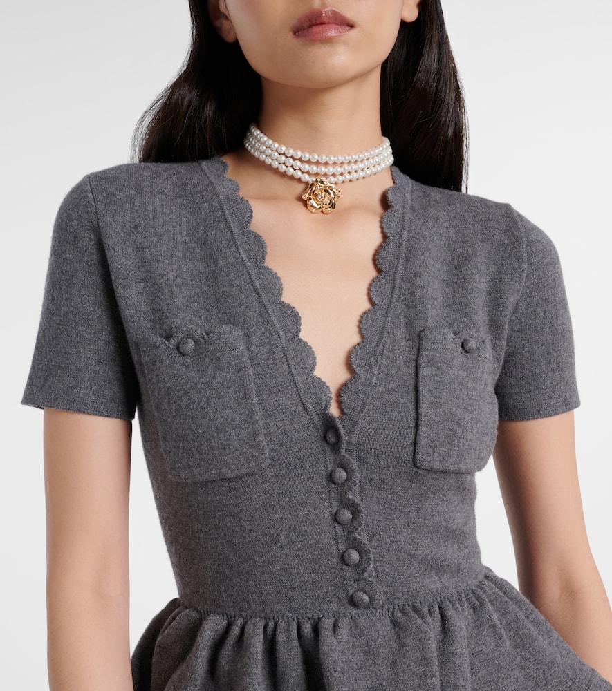 Self-portrait Scalloped Peplum Midi Dress In Gray