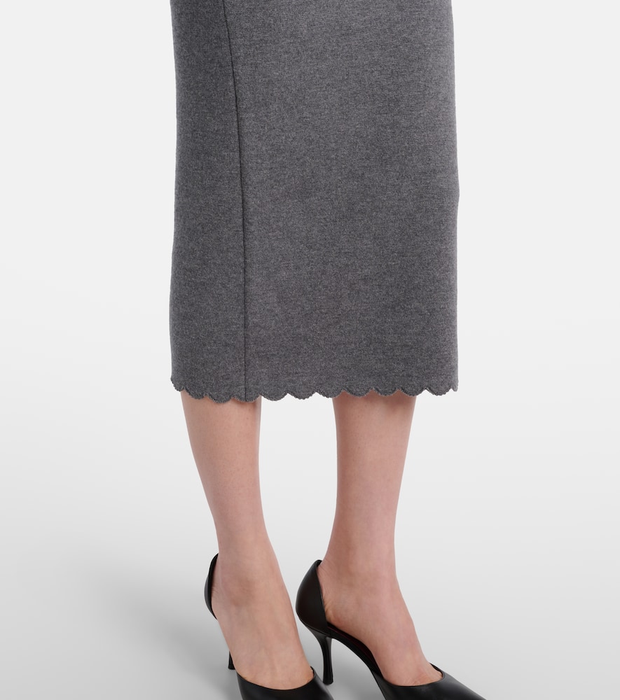Self-portrait Scalloped Peplum Midi Dress In Gray
