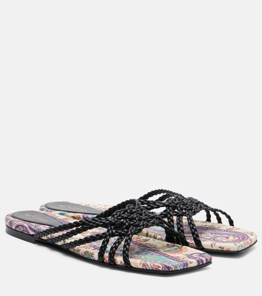 ETRO Etro Canvas-trimmed printed leather slides　Etro キャンバス トリム プリント レザー スライド