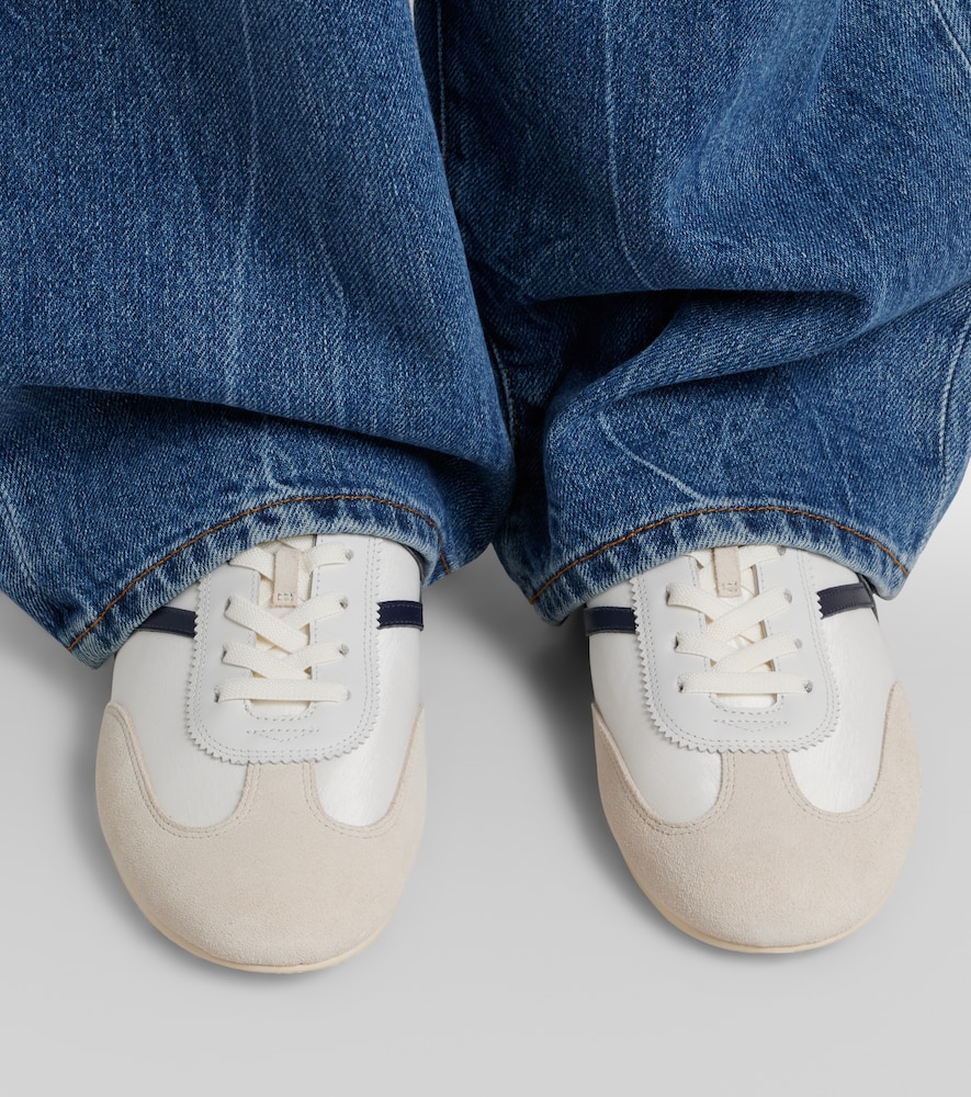Veronica Beard Leather-trimmed canvas sneakers