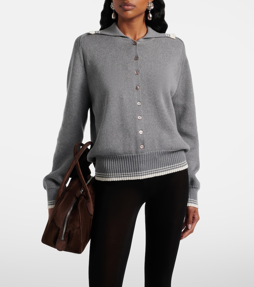 Magda Butrym Crochet-trimmed cotton and cashmere polo sweater
