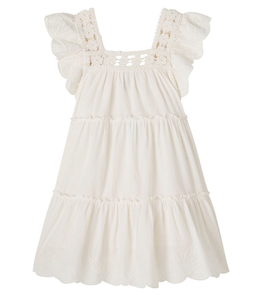 Bonton Lace Trimmed Tiered Cotton Dress