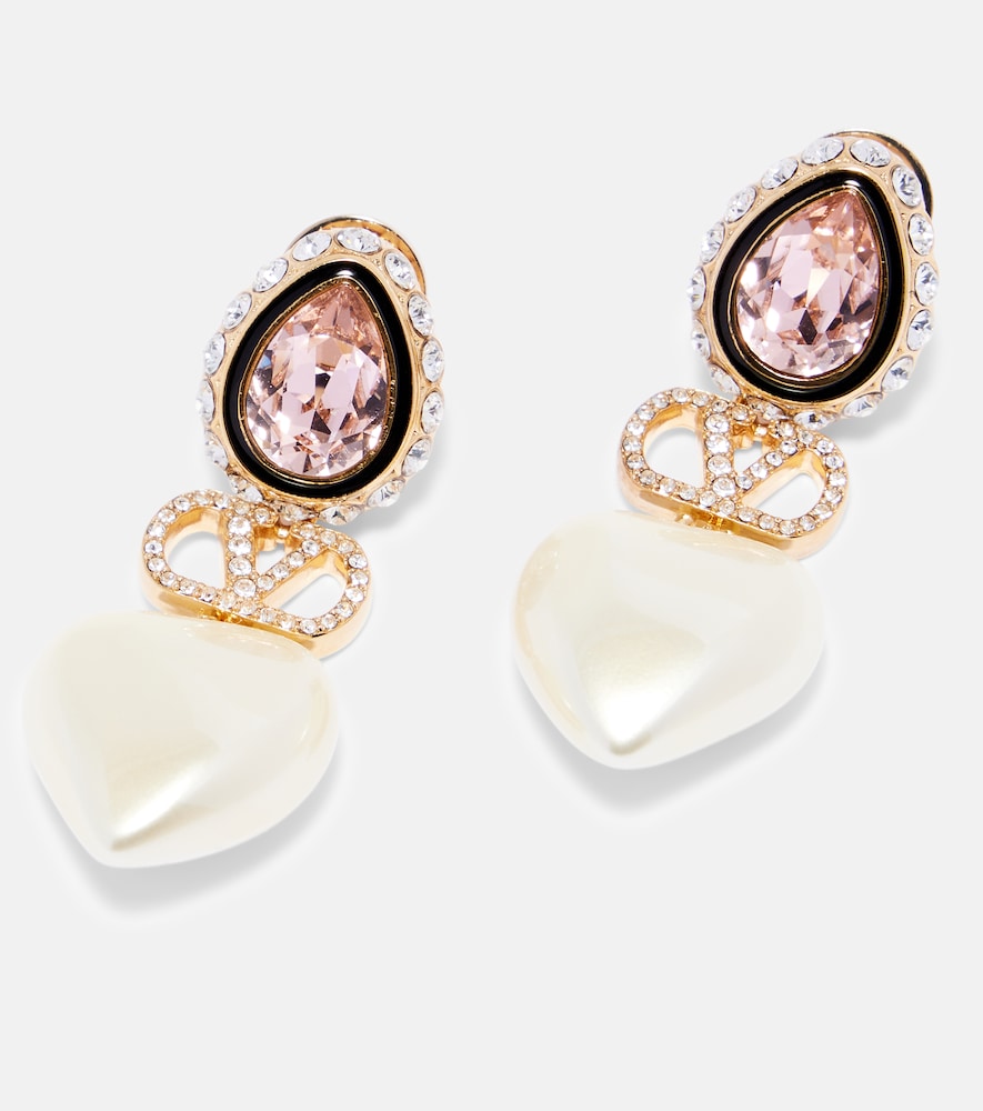  Valentino Valentino Vlogo Embellished Drop Earrings 