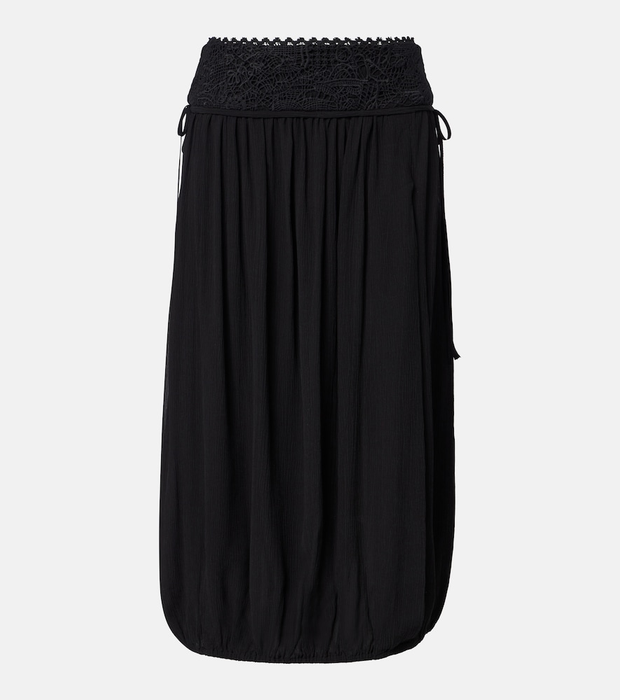 Isabel Marant Nilma guipure lace-trimmed silk midi skirt