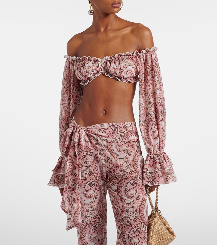 Bananhot Elma off-shoulder paisley crop top