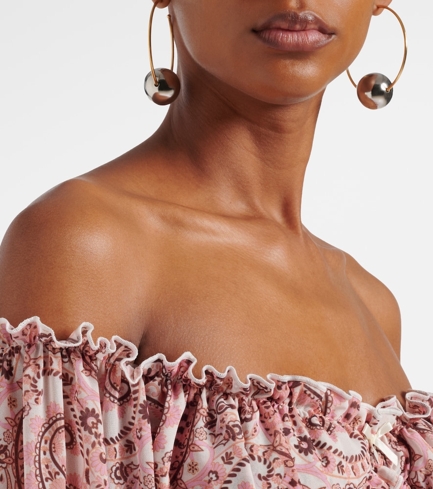 Elma Off-Shoulder Paisley Crop Top