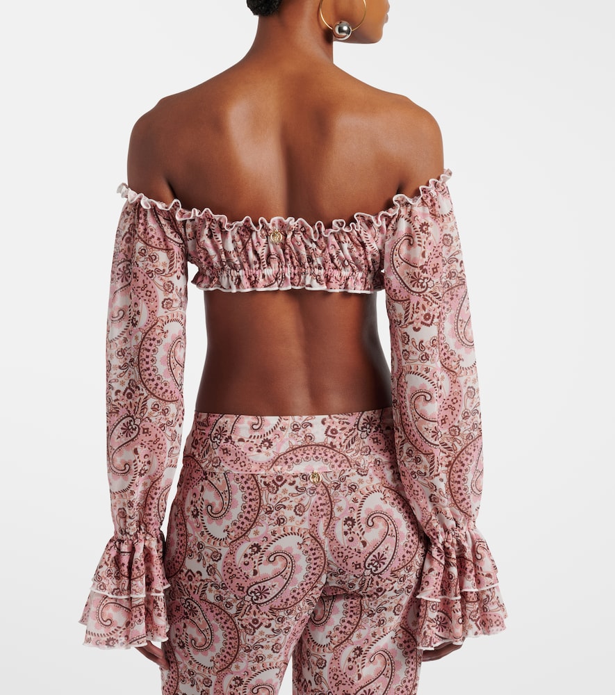 Elma Off-Shoulder Paisley Crop Top