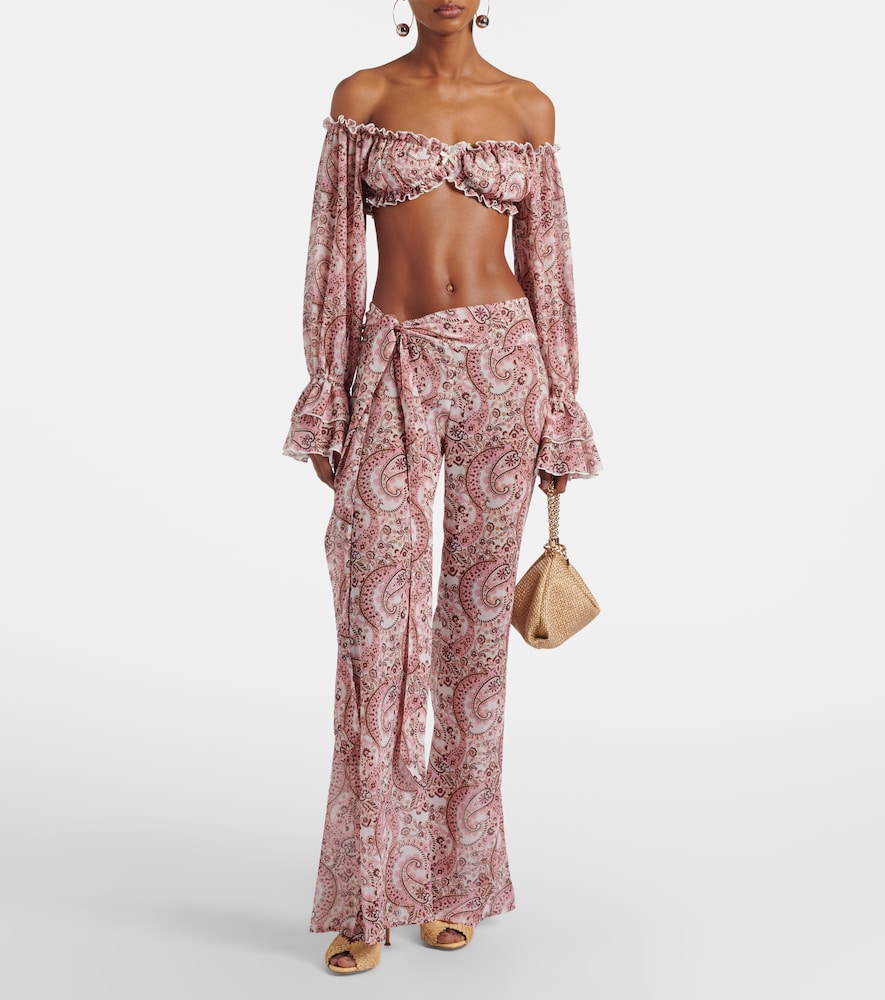 Elma Off-Shoulder Paisley Crop Top
