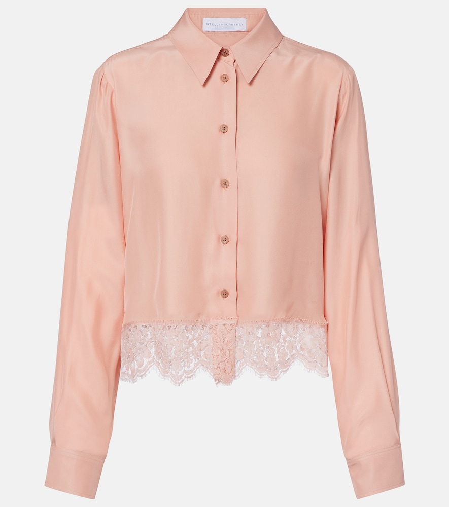 Stella McCartney Floral lace-trimmed silk shirt