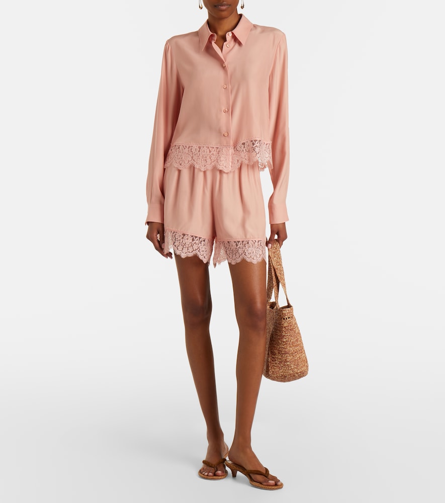  Stella Mccartney Stella Mccartney Hemd Aus Seide Mit Floraler Spitze 